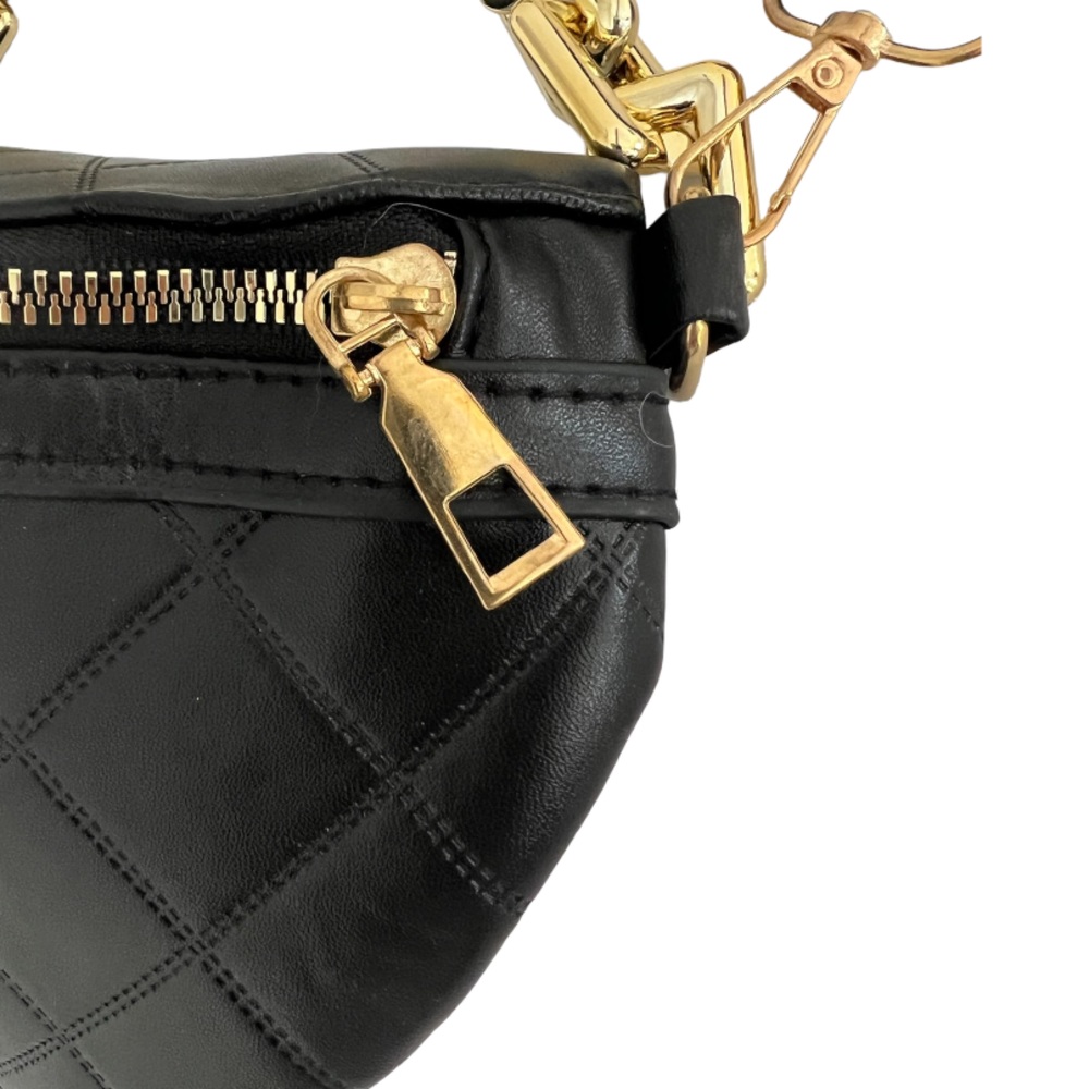 crossbody crescent bag sling Gold black adjustable strap chain detail - Picture 3 of 10